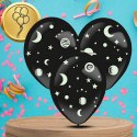 BALONY DMUCHANE LATEKSOWE CZARNE 3 SZT + NAKLEJKI GWIAZDKI FLUO NA URODZINY