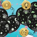 BALONY DMUCHANE LATEKSOWE CZARNE 3 SZT + NAKLEJKI GWIAZDKI FLUO NA URODZINY