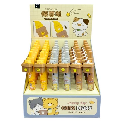 Długopis Żelowy Z Kotem W Pudełku Niebieski Tusz 0.5mm