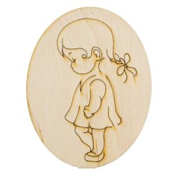 Ozd. drewniana owal dziewczyna ECODECO