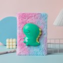 Pluszowy Notatnik W Linie Z Zielonym Dinozaurem 3D Kolorowy