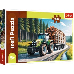TREFL 16493 Puzzle 100 Ciągnik leśny