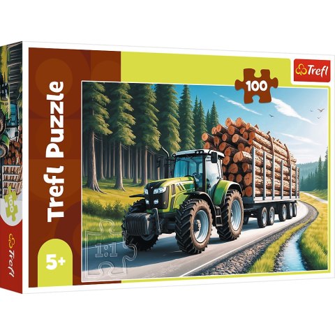 TREFL 16493 Puzzle 100 Ciągnik leśny