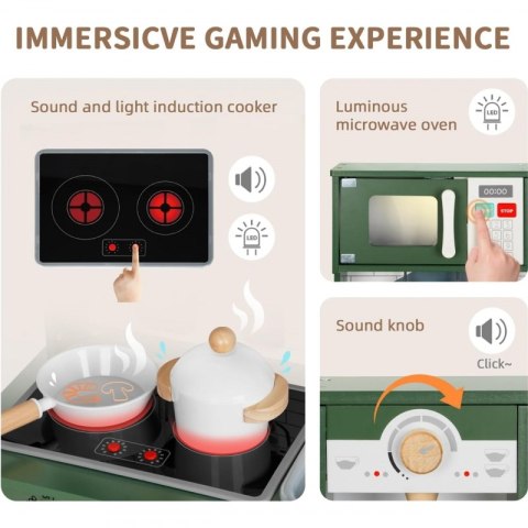 WOOPIE GREEN Drewniana Interaktywna Kuchnia 9w1 z Pralką i Tablicą