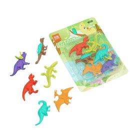 Zestaw Gumek Do Ścierania Zmazywania Szkolne Dinozaury 6szt