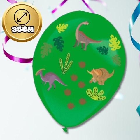 DUŻE BALONY KOLOROWE 3SZT + NAKLEJKI DINOZAURY 35 CM URODZINY