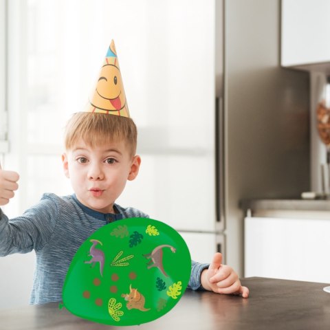 DUŻE BALONY KOLOROWE 3SZT + NAKLEJKI DINOZAURY 35 CM URODZINY