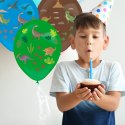DUŻE BALONY KOLOROWE 3SZT + NAKLEJKI DINOZAURY 35 CM URODZINY