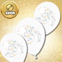 DUŻE BALONY TRANSPARENTNE BIAŁE 12 SZT 3 LATA ORIGAMI TRZECIE URODZINY