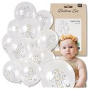 DUŻE BALONY TRANSPARENTNE BIAŁE 12 SZT ROCZEK ORIGAMI PIERWSZE URODZINY