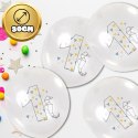 DUŻE BALONY TRANSPARENTNE BIAŁE 12 SZT ROCZEK ORIGAMI PIERWSZE URODZINY