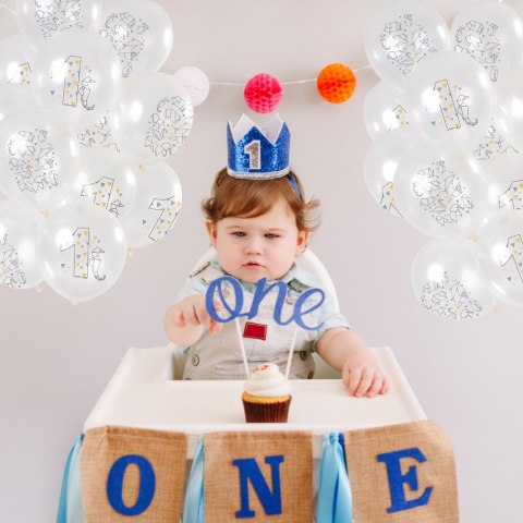 DUŻE BALONY TRANSPARENTNE BIAŁE 12 SZT ROCZEK ORIGAMI PIERWSZE URODZINY