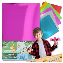 KARTKI LUSTRZANE A4 15 szt. KOLOROWE MIRROR CARDBOARD GRUBE