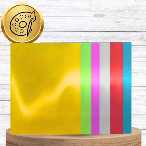 KARTKI LUSTRZANE A4 15 szt. KOLOROWE MIRROR CARDBOARD GRUBE