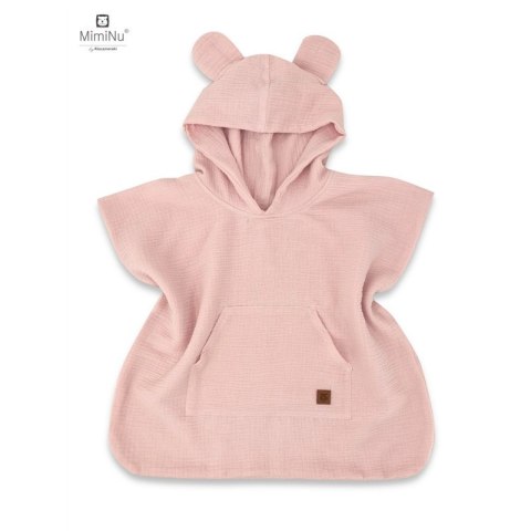 KIECZMERSKI Ponczo plażowe, szybkoschnące rozmiar 1-4 lat MUŚLIN bawełna 100% pudrowy róż