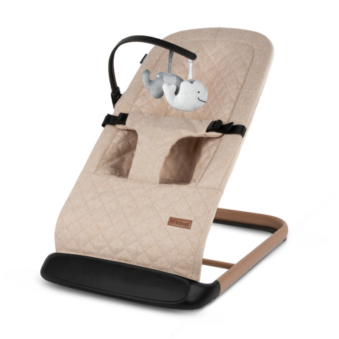 LARO Kidwell Bujaczek leżaczek + pałąk z zabawkami dla dzieci 0m+ do 9kg - Beige/Wooden
