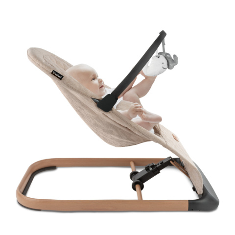 LARO Kidwell Bujaczek leżaczek + pałąk z zabawkami dla dzieci 0m+ do 9kg - Beige/Wooden