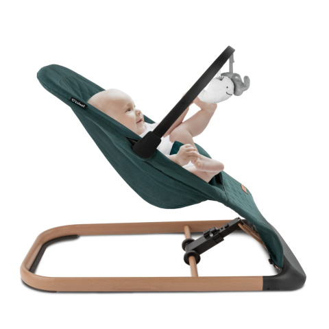 LARO Kidwell Bujaczek leżaczek + pałąk z zabawkami dla dzieci 0m+ do 9kg - Green/Wooden
