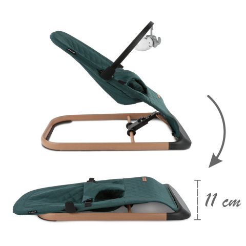 LARO Kidwell Bujaczek leżaczek + pałąk z zabawkami dla dzieci 0m+ do 9kg - Green/Wooden