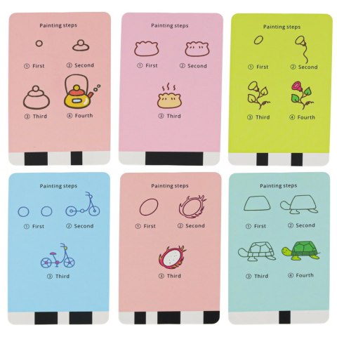 Robot edukacyjny interaktywny nauka rysowania pisania zestaw fiszki mazaki niebieski