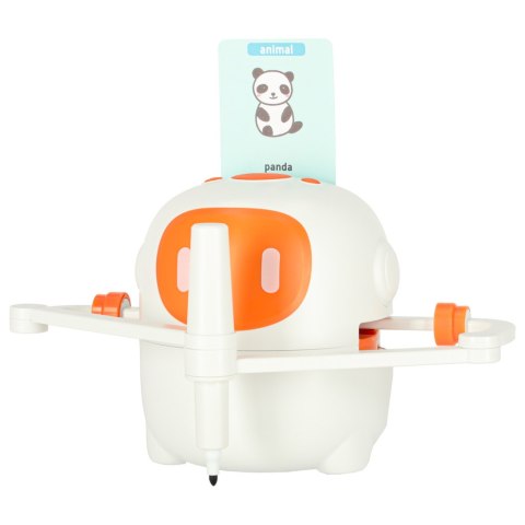 Robot edukacyjny interaktywny nauka rysowania pisania zestaw fiszki mazaki pomarańczowy