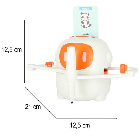 Robot edukacyjny interaktywny nauka rysowania pisania zestaw fiszki mazaki pomarańczowy