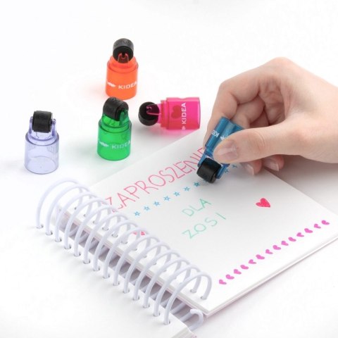 Stempelek roller pieczątki kolorowe 5 sztuk Kidea #G2