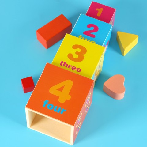Wieża edukacyjna drewniana sorter kształty nauka liczenia 71cm XXL