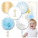 ZESTAW DEKORACJI NA ROCZEK 1 URODZINY DLA CHŁOPAC NIEBIESKI 5 SZT.