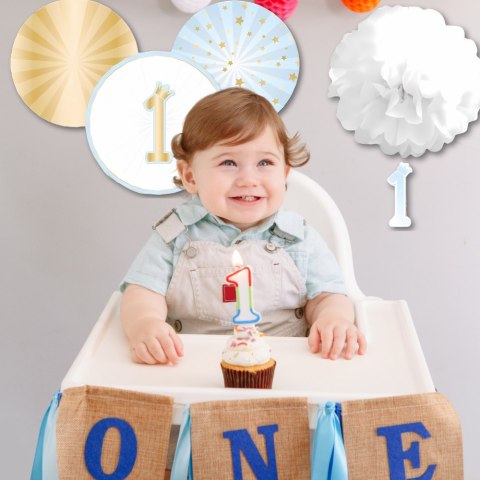 ZESTAW DEKORACJI NA ROCZEK 1 URODZINY DLA CHŁOPAC NIEBIESKI 5 SZT.