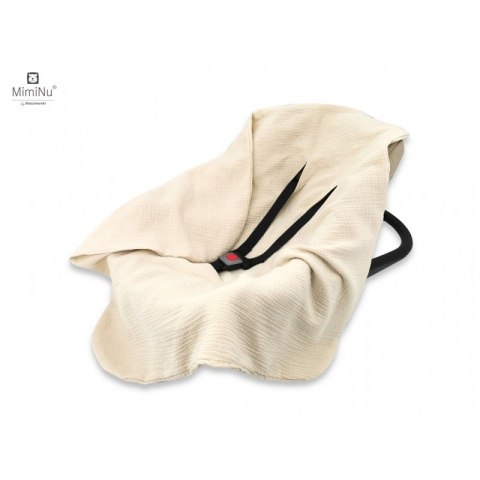 KIECZMERSKI Otulacz muślinowy - kocyk do nosidełka, fotelika kubełkowego 75x75 cm MUŚLIN bawełna 100% beż