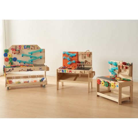 MASTERKIDZ Drewniany Warsztat XXL Montessori STEM z Narzędziami + Akcesoria