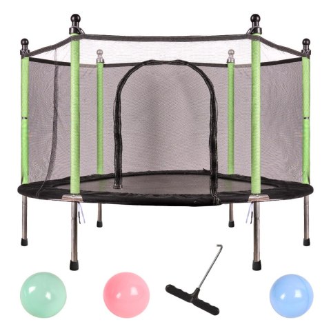 Trampolina do domu ogrodu dla dzieci siatka piłki 140cm 55inch zielona