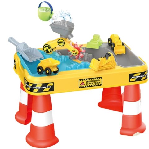 WOOPIE Stolik Wodny 2w1 Piaskownica Plac Budowy + 4 Autka 12el.