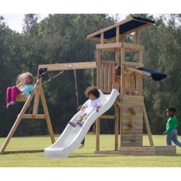 AXI Drewniany Duży Plac Zabaw Huśtawki Zjeżdżalnia Wieża + Piaskownica - Biały