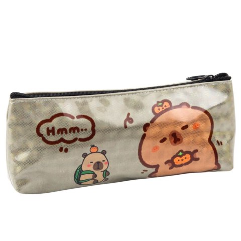 Piórnik Szkolny Przybornik Kapibara Szary Opalizujący 20 x 8,5 x 4 cm