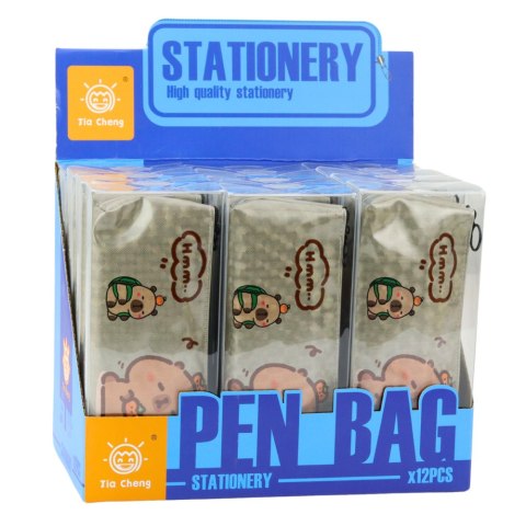 Piórnik Szkolny Przybornik Kapibara Szary Opalizujący 20 x 8,5 x 4 cm