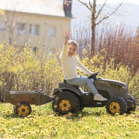 SMOBY Traktor XXL Szary na Pedały z Przyczepką