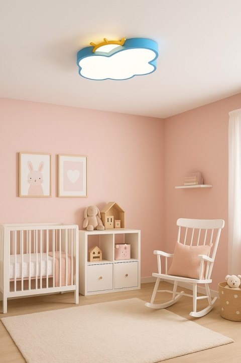 Lampa LED sufitowa plafon do pokoju dziecięcego ściemniana + pilot chmurka niebieska