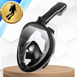 Maska do Nurkowania Pełnotwarzowa L/XL Składana do Pływania Snorkelingu CZARNA