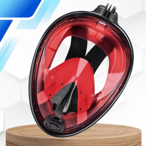 Maska do Nurkowania Pełnotwarzowa L/XL Składana do Pływania Snorkelingu CZARNO CZERWONA