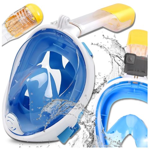 Maska do Nurkowania Pełnotwarzowa S/M Składana do Pływania Snorkelingu BIAŁO NIEBIESKA