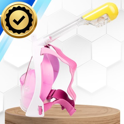 Maska do Nurkowania Pełnotwarzowa S/M Składana do Pływania Snorkelingu BIAŁO RÓŻOWA