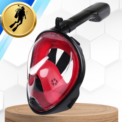 Maska do Nurkowania Pełnotwarzowa S/M Składana do Pływania Snorkelingu CZARNO CZERWONA
