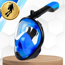 Maska do Nurkowania Pełnotwarzowa S/M Składana do Pływania Snorkelingu CZARNO NIEBIESKA