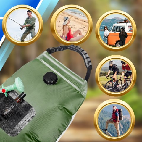 Prysznic turystyczny kempingowy solarny 20L przenośny zbiornik na wodę, biwakowy