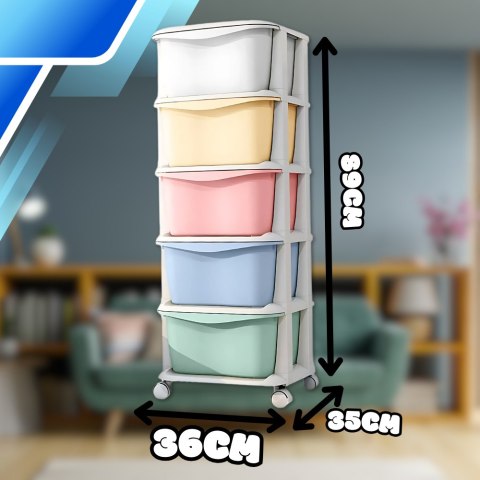 REGAŁ SZAFKA NA ZABAWKI DOKUMENTY UBRANIA POJEMNIK PLASTIKOWY NA KÓŁKACH