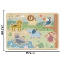 TOOKY TOY Drewniana Układanka Montessori Interaktywne Puzzle Dźwiękowe Dzikie Zwierzęta Safari