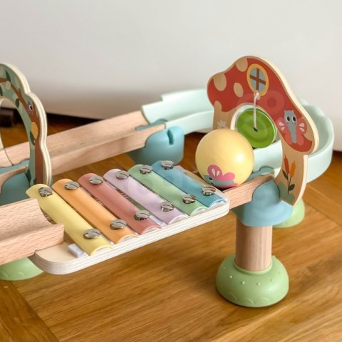 TOOKY TOY Drewniany Muzyczny Tor Kulkowy Kulodrom 44 el. Pastelowe