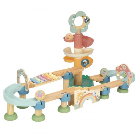 TOOKY TOY Drewniany Muzyczny Tor Kulkowy Kulodrom 44 el. Pastelowe